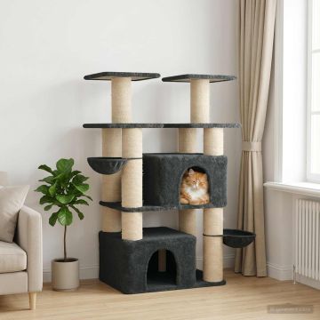 Albero per gatti con pali per graffiare in sisal Grigio Scuro