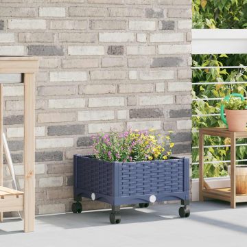 Vaso da Giardino con Ruote Blu Grigio 40 x 40 x 33 cm PP