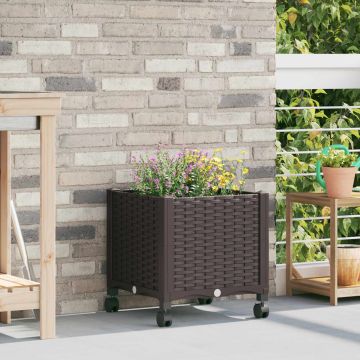 Vaso da Giardino con Ruote Marrone 40 x 40 x 44 cm PP
