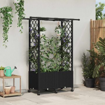 Letto Rialzato con Griglia e Tetto Nero 124,5 x 40 x 142 cm PP