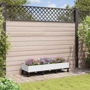 Vaso da Giardino con Ruote Bianco 120 x 40 x 33 cm PP