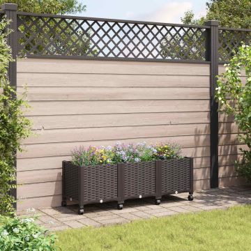 Vaso da Giardino con Ruote Marrone 120 x 40 x 44 cm PP