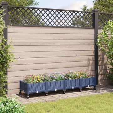 Vaso da Giardino con Ruote Blu Grigio 160 x 40 x 33 cm PP