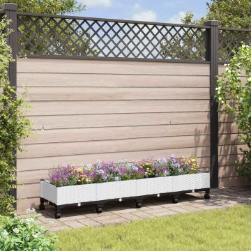 Vaso da Giardino con Ruote Bianco 160 x 40 x 33 cm PP