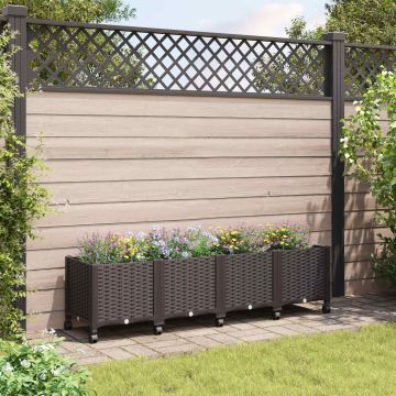 Vaso da Giardino con Ruote Marrone 160 x 40 x 44 cm PP