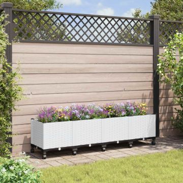 Vaso da Giardino con Ruote Bianco 160 x 40 x 48 cm PP