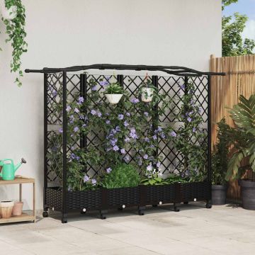 Letto Rialzato con Griglia e Tetto Nero 203,5 x 40 x 129 cm PP