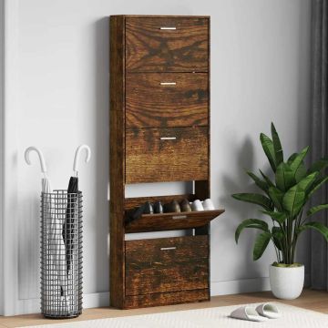 Scarpiera Rovere Fumo 59x17x169 cm in Legno Multistrato