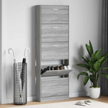 Scarpiera Grigio Sonoma 59x17x169 cm in Legno Multistrato