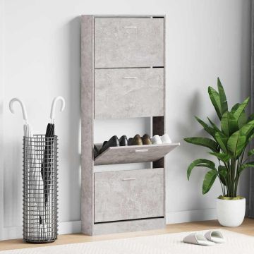 Scarpiera Grigio Cemento 59x17x150 cm in Legno Multistrato
