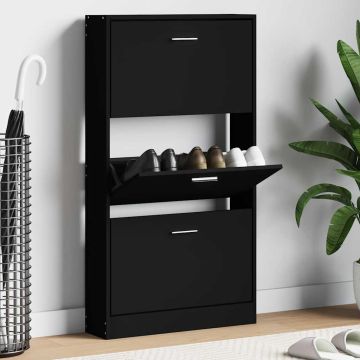 Scarpiera Nera 59x17x108 cm in Legno Multistrato