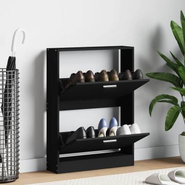 Scarpiera Nero 59x17x81 cm in Legno Multistrato