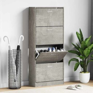 Scarpiera Grigio Cemento 63x24x147 cm in Legno Multistrato