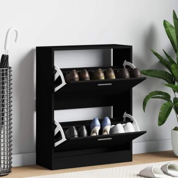 Scarpiera Nera 63x24x81 cm in Legno Multistrato