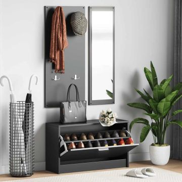 Set Scarpiere 3 in 1 Nero in Legno Multistrato