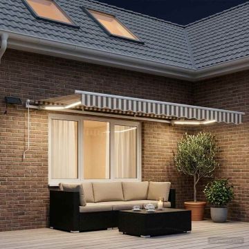 Tenda retrattile Grigio chiaro e bianco 300 x 250 cm