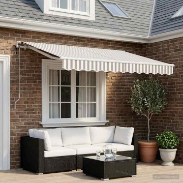 Tenda retrattile Grigio chiaro e bianco 300 x 250 cm Poliestere