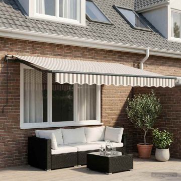 Tenda retrattile Grigio chiaro e bianco 350 x 250 cm