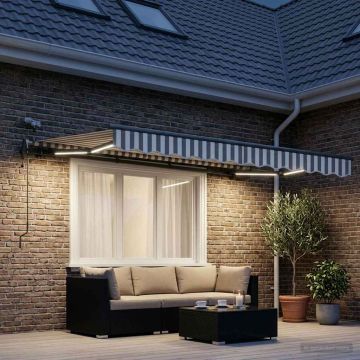 Tenda retrattile Grigio chiaro e bianco 350 x 250 cm Poliestere