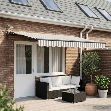 Tenda retrattile Grigio chiaro e bianco 400 × 300 cm Poliestere