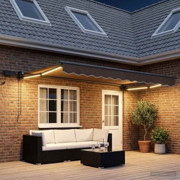Tenda retrattile manuale con LED Tortora