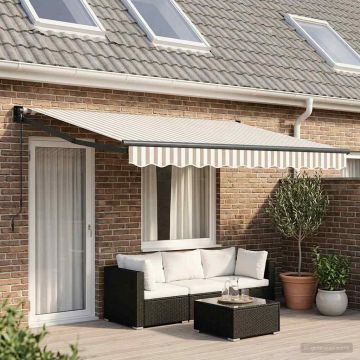 Tenda retrattile Grigio chiaro e bianco 4,5 × 3 m