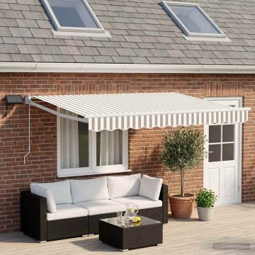 Tenda retrattile manuale con LED Grigio chiaro e bianco