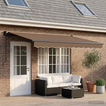 Tenda retrattile Tortora 5 x 3 m 100% Poliestere e Alluminio