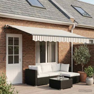 Tenda retrattile Grigio chiaro e bianco 500 × 350 cm
