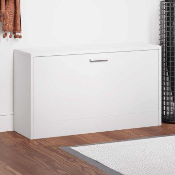 Panca Scarpiera Bianco Lucido 80x24x45 cm in Legno di Argilla