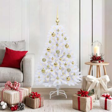 Albero di Natale Artificiale con Rami Pieghevoli Bianco 120 cm
