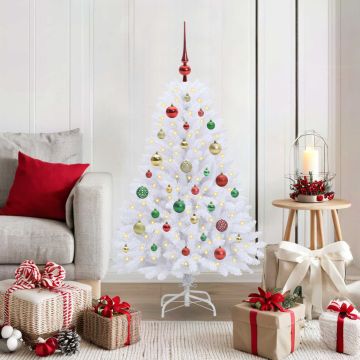 Albero di Natale Artificiale con Rami Pieghevoli Bianco 120 cm