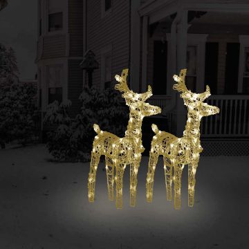 Renne di Natale 2 pz Bianco Caldo 80 LED in Acrilico