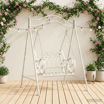 Panchina a Dondolo Acciaio 113 x 121,5 x 168 cm Bianco Antico