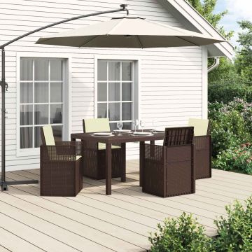 Set da Pranzo per Giardino 5 pz Marrone e Crema PP