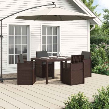 Set da Pranzo per Giardino 5 pz Marrone e Antracite PP