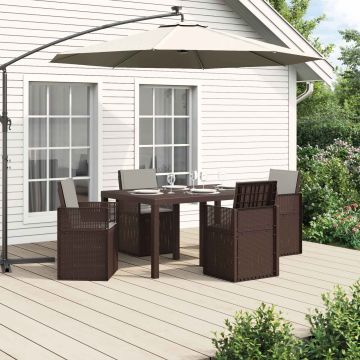 Set da Pranzo per Giardino 5 pz Marrone e Grigio Chiaro PP