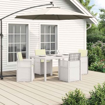 Set da Pranzo per Giardino 5 pz Bianco e Crema PP