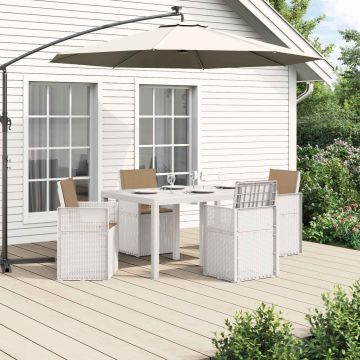 Set da Pranzo per Giardino 5 pz Bianco e Tortora PP