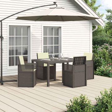 Set da Pranzo per Giardino 5 pz Grigio chiaro e panna PP
