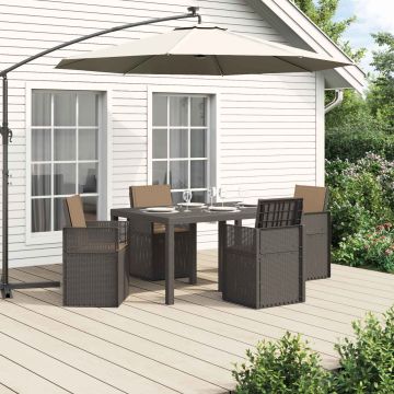 Set da Pranzo per Giardino 5 pz Grigio chiaro e Tortora PP