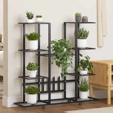 Portafiori con Ruote 94,5x24,5x91,5 cm Ferro Nero