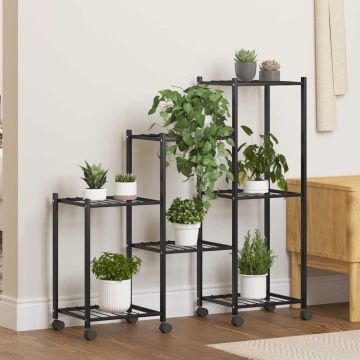Portafiori con Ruote 83x25x83,5 cm Ferro Nero