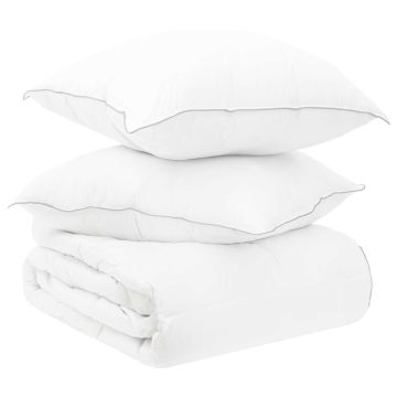 Set Piumone e Cuscino da Letto 3 pz 200 x 240 cm Inverno Bianco