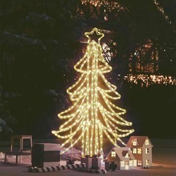 Figura Albero Natale Pieghevole con LED Bianco Caldo 87x87x93cm