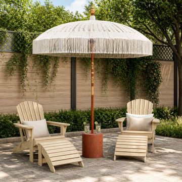 Set Ombrellone Legno di bamboo solido e cotone 2 pz