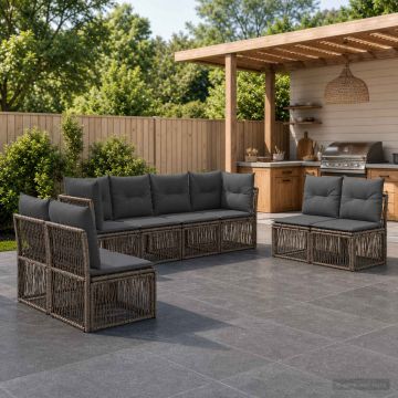 Set Divano da Giardino 8 pz Grigio polyrattan