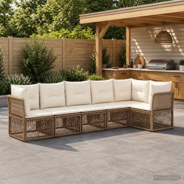 Set Divano da Giardino 6 pz Beige polyrattan