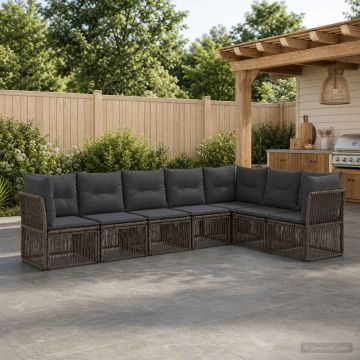 Set Divano da Giardino 7 pz Grigio polyrattan
