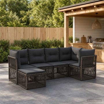 Set Divano da Giardino 6 pz Grigio polyrattan